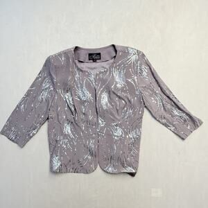 Alex Evenings Sequin Jacket Women's 18 Holiday Party Wedding Neutral Mauve/Taupe